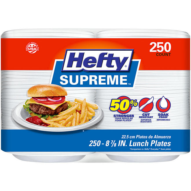 Hefty Supreme Foam Disposable Lunch Plates, 8 7/8" (250 ct.)