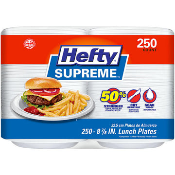 Hefty Supreme Foam Disposable Lunch Plates, 8 7/8" (250 ct.)