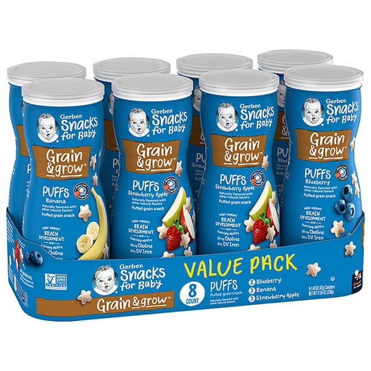 Gerber Graduates Puffs Cereal Snack Variety Pack (1.48 oz., 8 ct.)