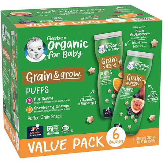 Gerber Organic Puffs, Variety Pack (1.48 oz., 6 pk.)