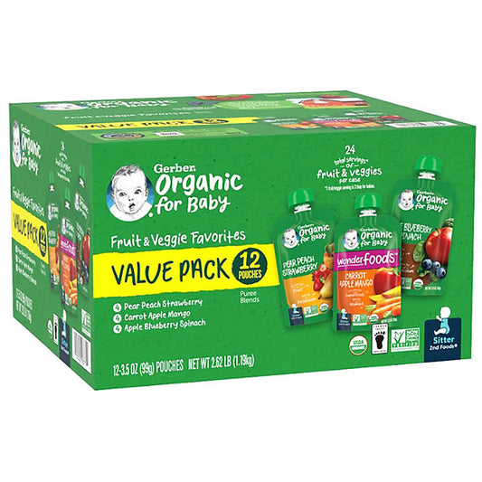 Gerber Organic 2nd Foods Variety Pack (3.5 oz., 12 ct.)