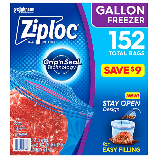 Ziploc Gallon Freezer Bags with New Stay Open Design (152 ct.)