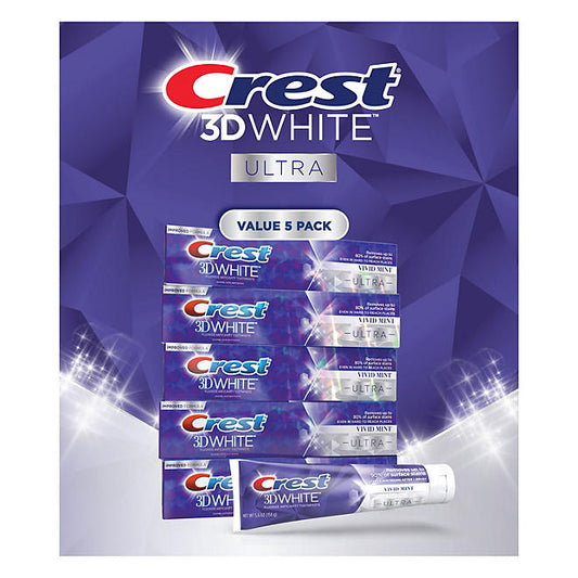 Crest 3D White Ultra Whitening Toothpaste, Vivid Mint (5.2 oz., 5 pk.)