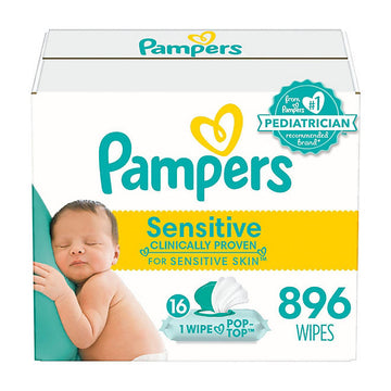 Pampers Sensitive Baby Wipes, Fragrance Free (896 ct.)