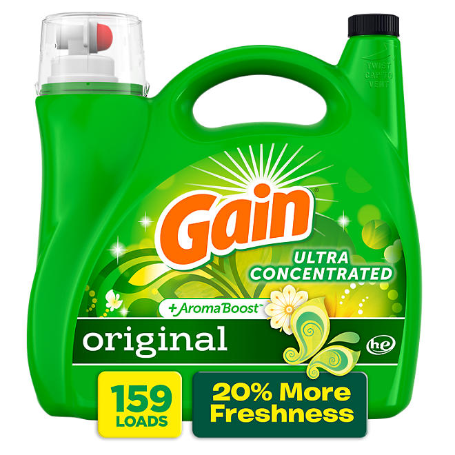 Gain Ultra Concentrated + Aroma Boost Laundry Detergent, Original Scent (208 fl. oz., 159 loads)