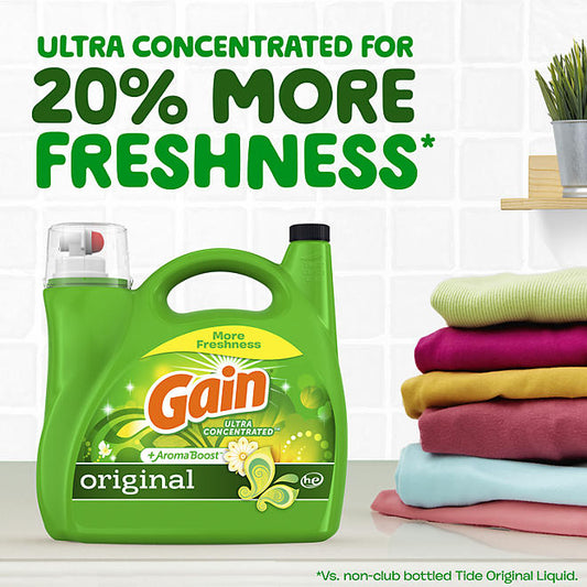 Gain Ultra Concentrated + Aroma Boost Laundry Detergent, Original Scent (208 fl. oz., 159 loads)