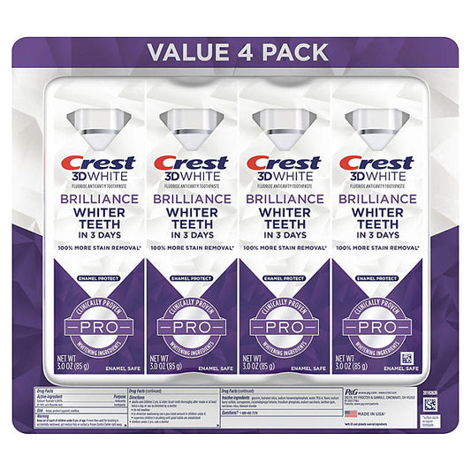 Crest 3D White Brilliance PRO Enamel Protect Toothpaste (3 oz., 4 pk.)