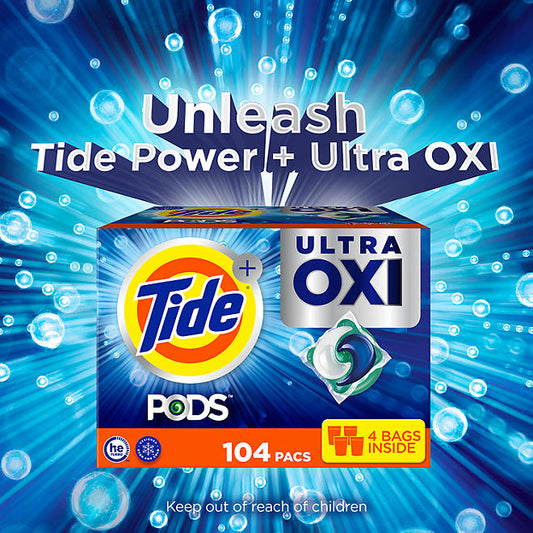 Tide PODS + Ultra Oxi Liquid Detergent Pacs (104 pacs)