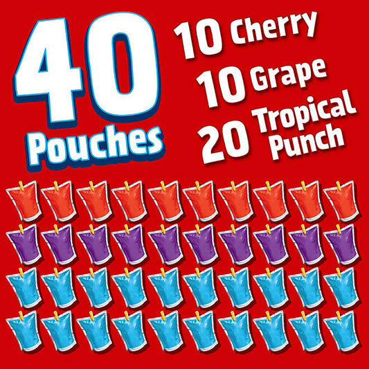 Kool-Aid Jammers Tropical Punch, Grape & Cherry Juice Pouches Variety Pack (6 fl. oz., 40 pk.)