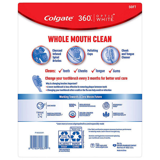 Colgate Optic White 360 Manual Toothbrush, Soft (8 pk.)