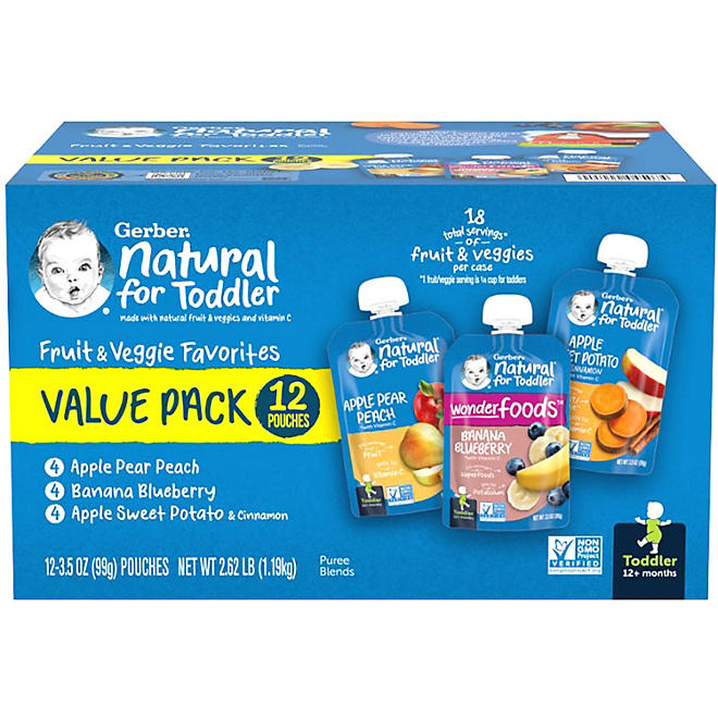 Gerber Toddler Pouch Variety Pack (3.5 oz., 12 ct.)