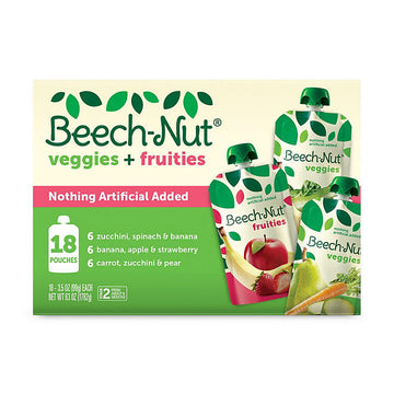 Beech-Nut Veggies and Fruities Stage 2 Baby Food, Variety Pack (3.5 oz. pouch, 18 ct.)