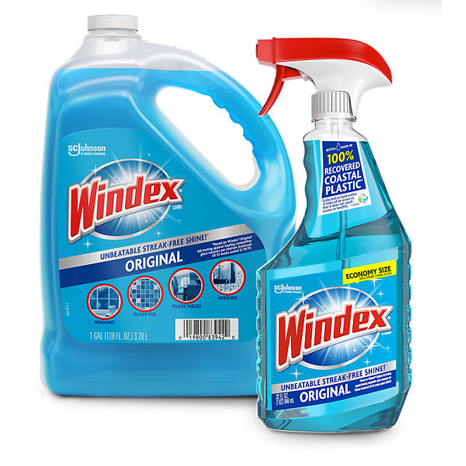 Windex Original Glass Cleaner (128 fl. oz. Refill + 32 fl. oz. Trigger)