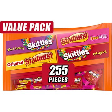 Starburst & Skittles Chewy Candy Assorted Bulk Variety Pack (255 ct., 6.5lbs)