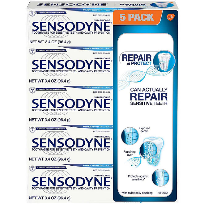 Sensodyne Repair & Protect Toothpaste for Sensitive Teeth (3.4 oz., 5 pk.)