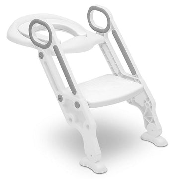 Delta Children Kid-Size Toddler Potty Training Ladder Seat for Boys and Girls, White/Grey