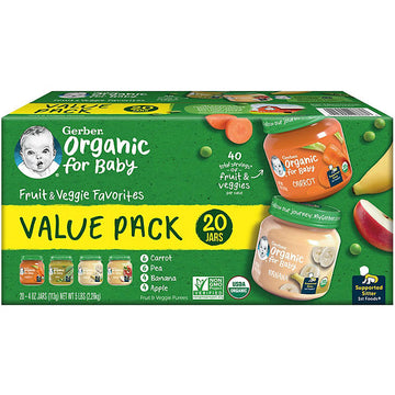 Gerber 1st Foods Organic Baby Food, Fruit & Veggie Value Pack (4 oz., 20 ct.)