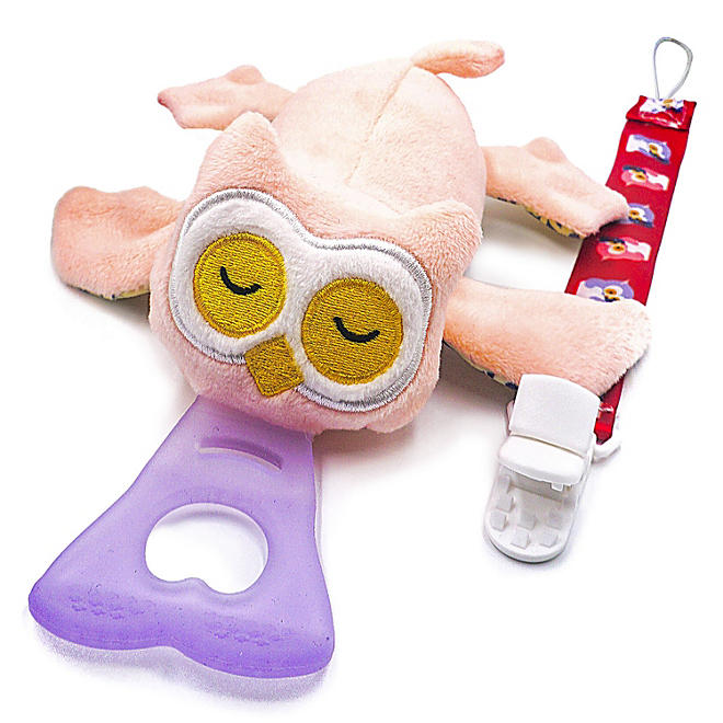 NISSI & JIREH 5-in-1 Detachable Universal Pacifier Holder Teether, Owl