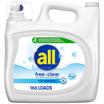 All Liquid Laundry Detergent Free Clear for Sensitive Skin (250 oz.,166 loads)