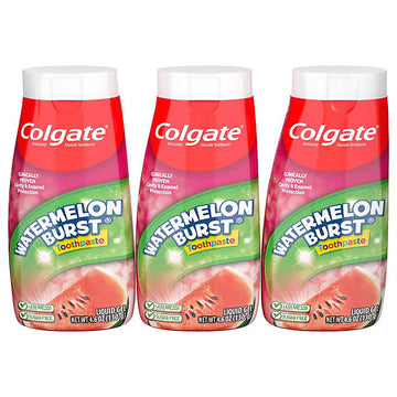 Colgate 2-in-1 Anticavity Kids' Gel Toothpaste with Fluoride, Watermelon Burst (4.6 oz., 3 pk.)