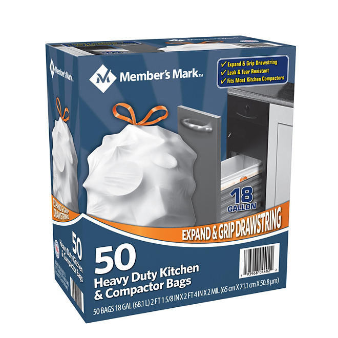 Member's Mark Heavy Duty Kitchen & Compactor Trash Bags (18 gal., 50 ct.)